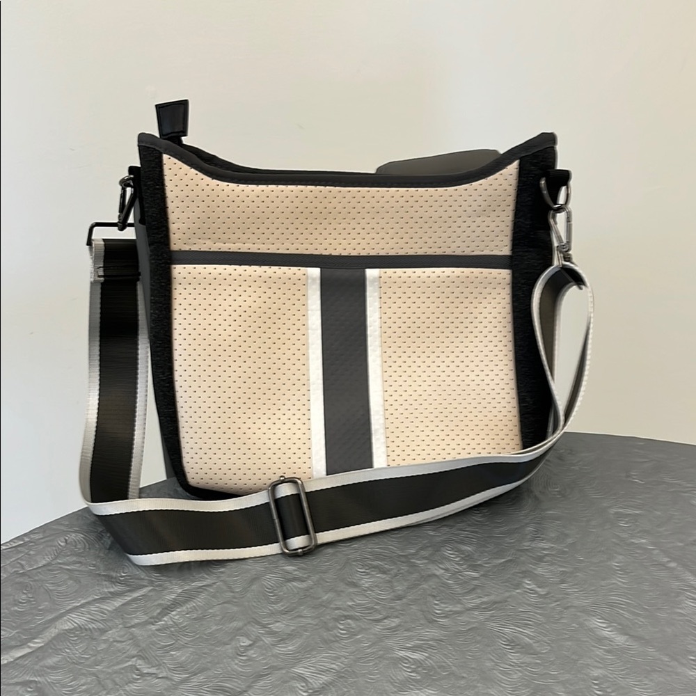 Haute Shore Stylish Charcoal/Beige/Silver Full Size Crossbody